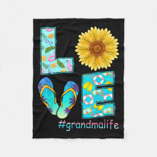 LOVE Oma Leben Flip Flops Hippie Sonnenblume Fleecedecke