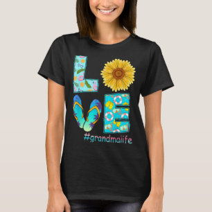 LOVE Oma Leben Flip Flops Hippie Sonnenblume T-Shirt