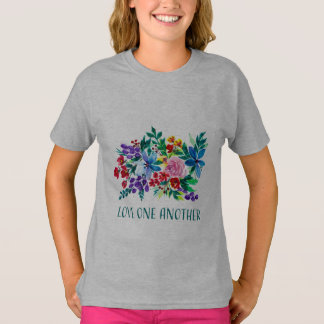 Love One Another-Phoebe Floral Inspirational T-Shirt