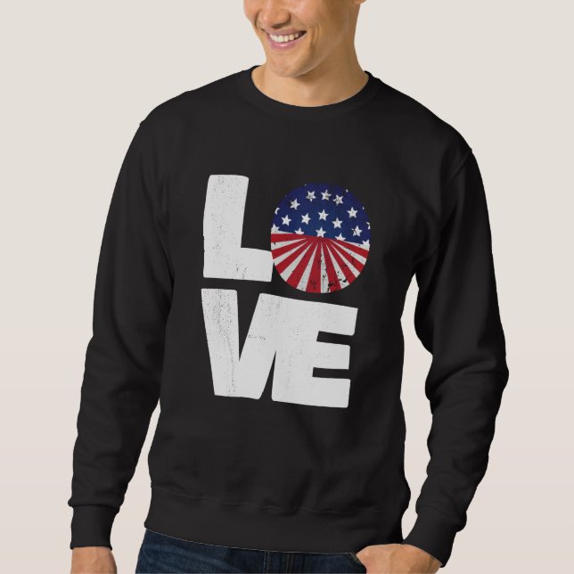 Love our American Flag Patriotic Retro 50's & 60's Sweatshirt (Vorderseite)