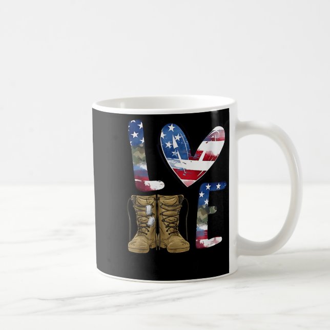 Love Our Veterans Day Proud Military American Flag Kaffeetasse (Rechts)