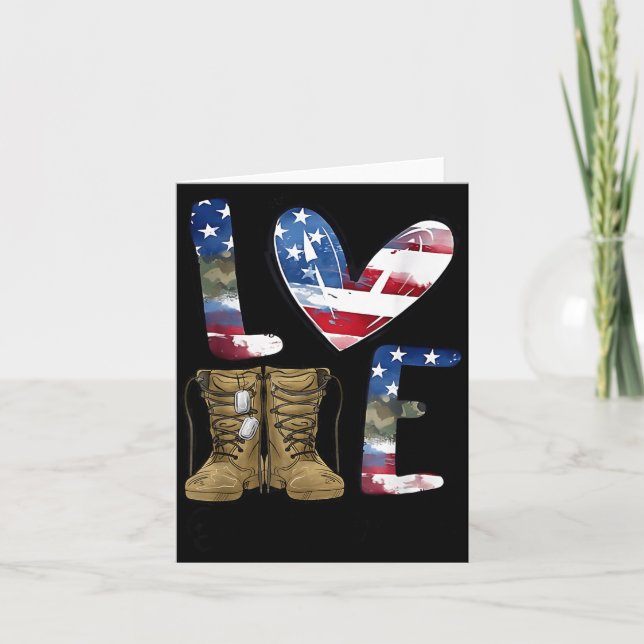 Love Our Veterans Day Proud Military American Flag Karte (Vorderseite)