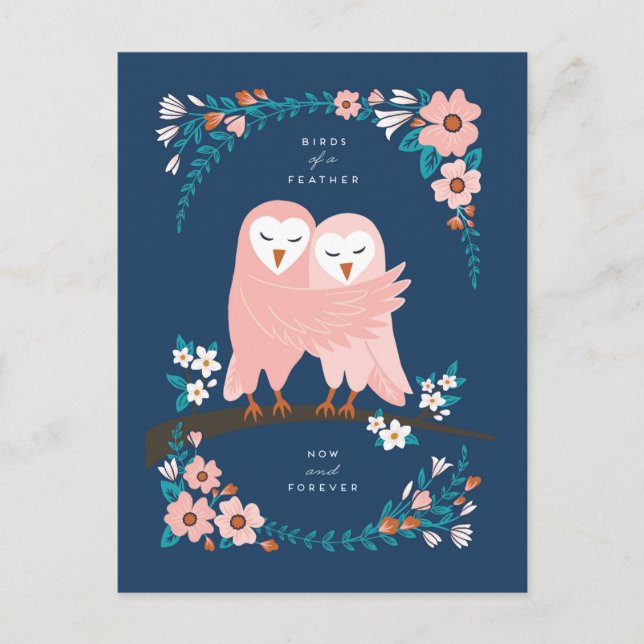 Love Owls Card Postkarte (Vorderseite)