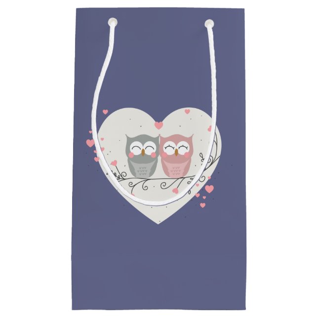Love Owls Valentines Kleine Geschenktüte (Vorderseite)