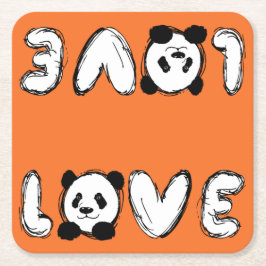 Love Panda Rechteckiger Pappuntersetzer