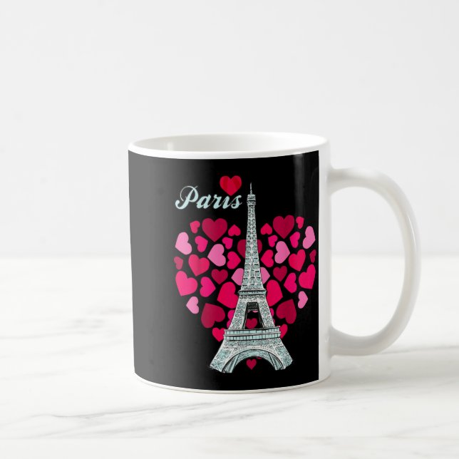 Love Paris Heart Eiffel Tower Souvenir France Fren Kaffeetasse (Rechts)