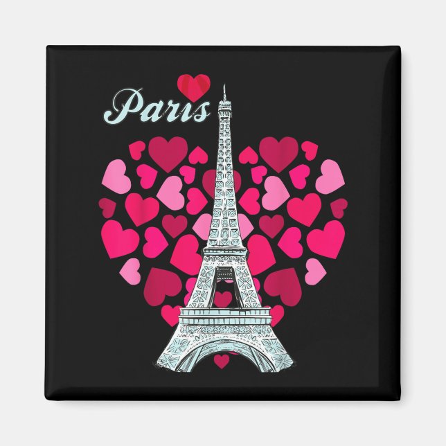 Love Paris Heart Eiffel Tower Souvenir France Fren Magnet (Vorne)