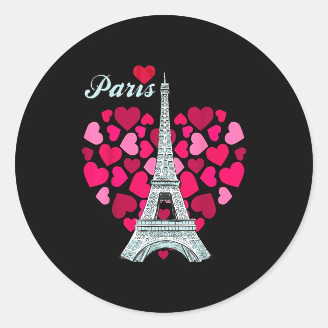 Love Paris Heart Eiffel Tower Souvenir France Fren Runder Aufkleber (Vorderseite)