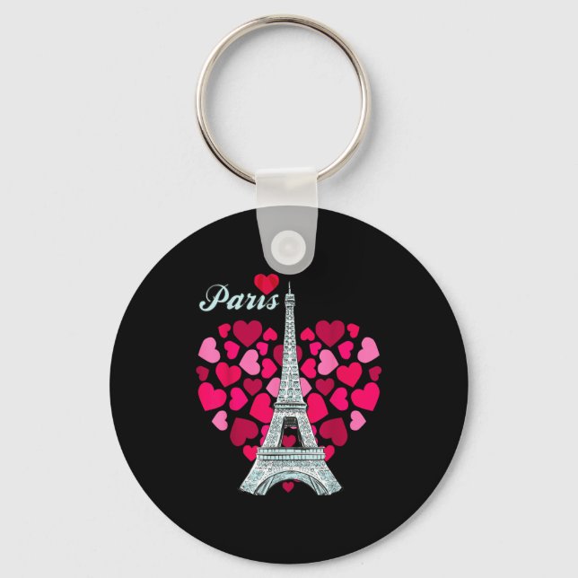 Love Paris Heart Eiffel Tower Souvenir France Fren Schlüsselanhänger (Vorderseite)