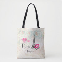 Love Paris with Eiffel Tower on Vintage