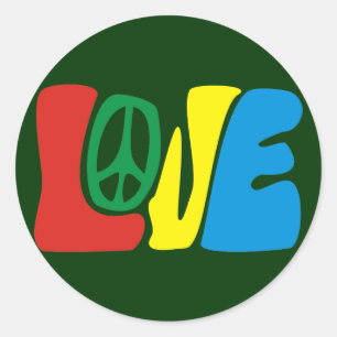 Love Peace Hippie Runder Aufkleber