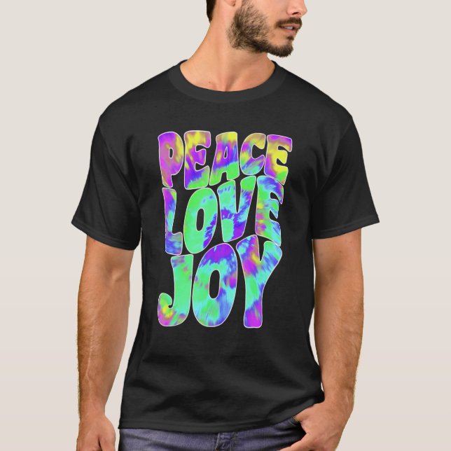 Love Peace Joy  Hippie Tie Dye Batik Style T-Shirt (Vorderseite)