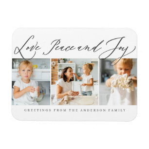 Love Peace & Joy Modern Chic Foto Holiday Magnet