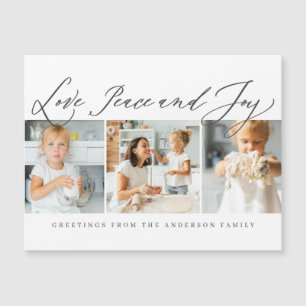 Love Peace & Joy Modern Chic Foto Holiday Magnetkarte