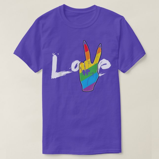 Love Peace Sign Rainbow Lesbian LGBT Parade Gay Pr T-Shirt (Design vorne)