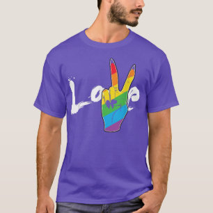 Love Peace Sign Rainbow Lesbian LGBT Parade Gay Pr T-Shirt