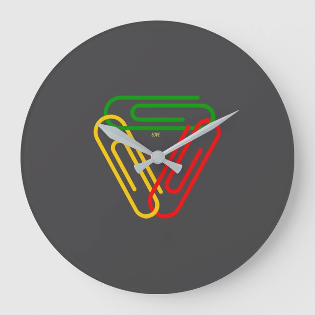 Love - Peace - Unity Große Wanduhr (Vorderseite)