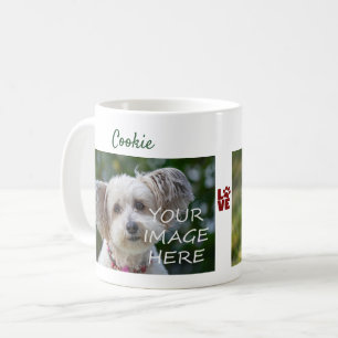LOVE Pfote 2 Hunde Fotos Namen Modern Süß Neu Haus Kaffeetasse
