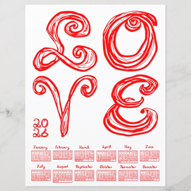 LOVE Philly Art Inspired Fabric Font 2026 Calendar (Vorderseite)