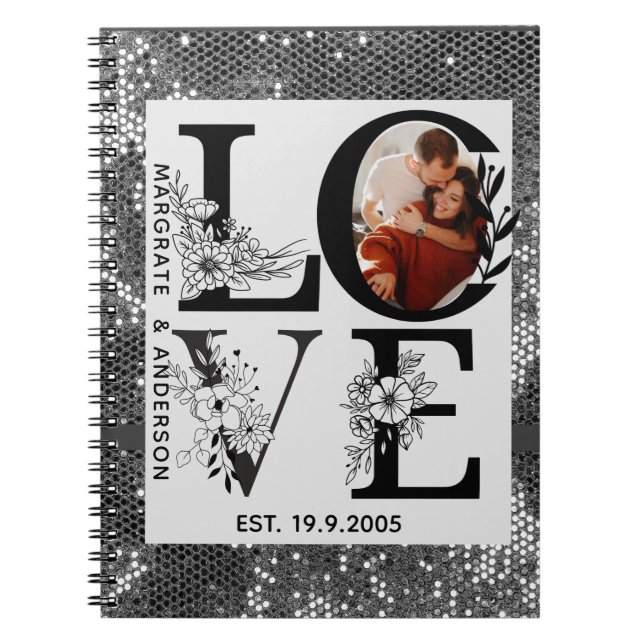 Love photo simple modern personalised gift silver notizblock (Vorderseite)