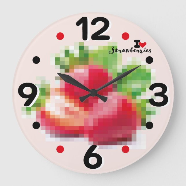 LOVE PIXEL FRUIT BY MASANSER  STRAWBERRIES GROßE WANDUHR (Vorderseite)