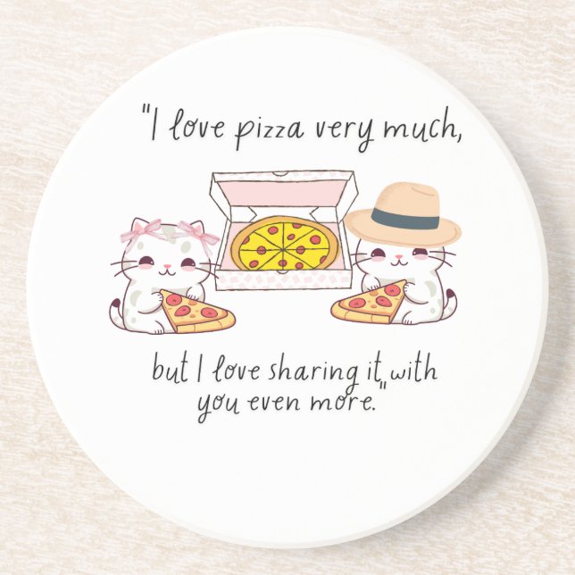 LOVE PIZZA SEHR VIEL, KATZE GETRÄNKEUNTERSETZER (Vorne)