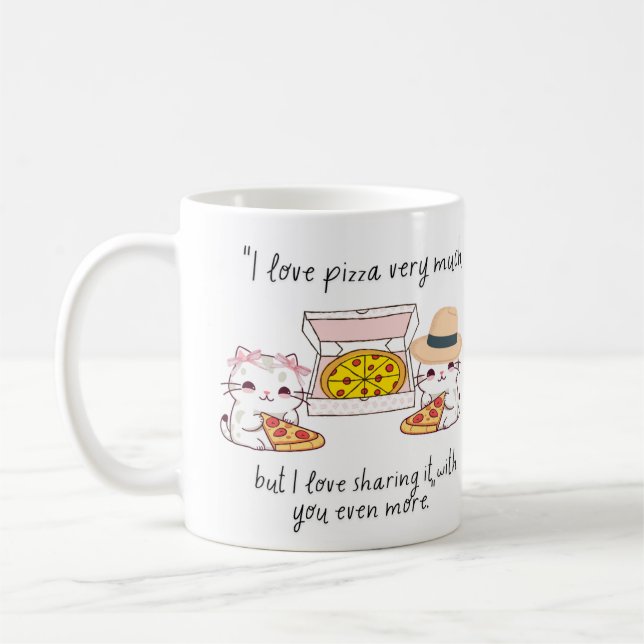 LOVE PIZZA SEHR VIEL, KATZE KAFFEETASSE (Links)