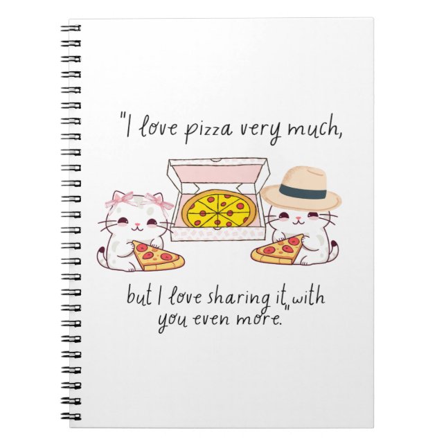 LOVE PIZZA SEHR VIEL, KATZE NOTIZBLOCK (Vorderseite)