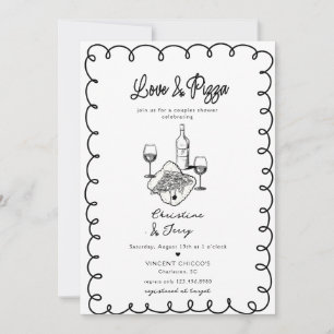 Love & Pizza Whimsical Paarschwimmen Einladung
