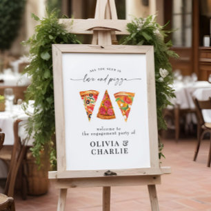 Love & Pizza Willkommen Hochzeit Poster