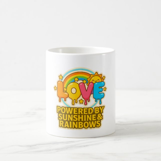 🌞🌈 “Love – Powered by Sunshine & Rainbows” Mug  Kaffeetasse (Mittel)
