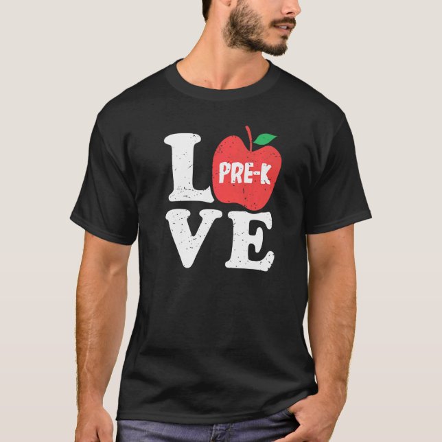 Love Pre K Apple Student Teacher T-Shirt (Vorderseite)