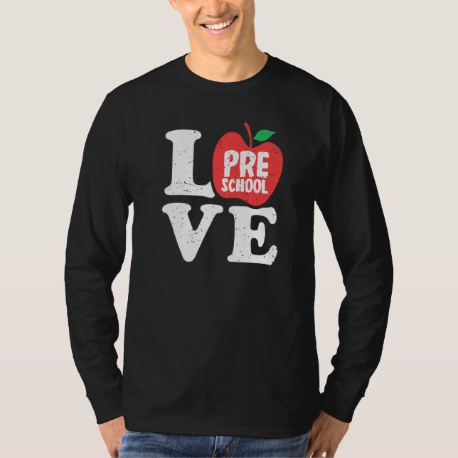 Love Preschool Apple Student Teacher T-Shirt (Vorderseite)