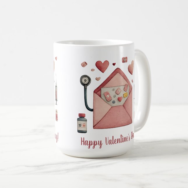 Love Prescription Valentine Design Postcard Kaffeetasse (VorderseiteRechts)
