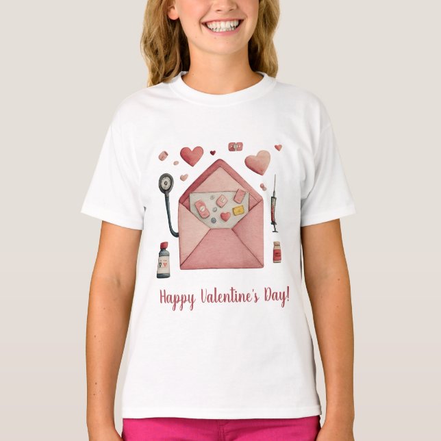 Love Prescription Valentine Design Postcard T-Shirt (Vorderseite)
