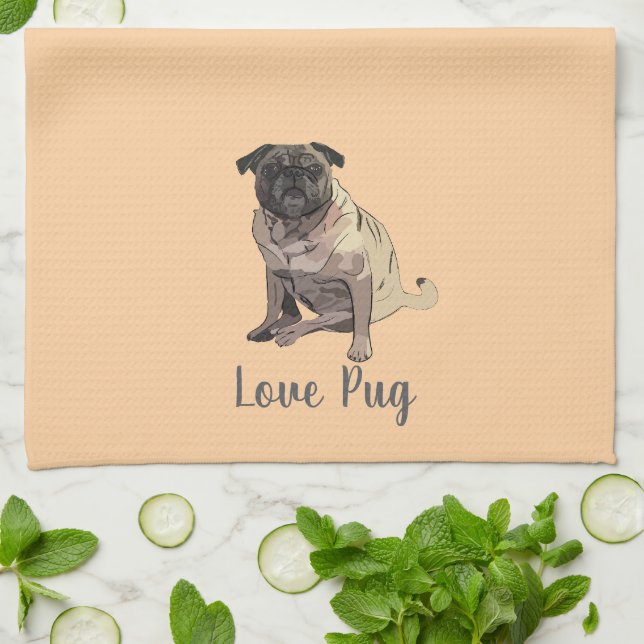 Love Pug Geschirrtuch (Gefaltet)