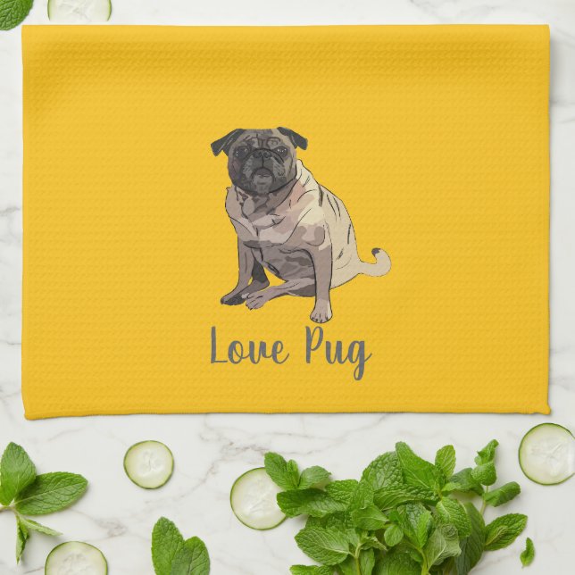 Love Pug Geschirrtuch (Gefaltet)