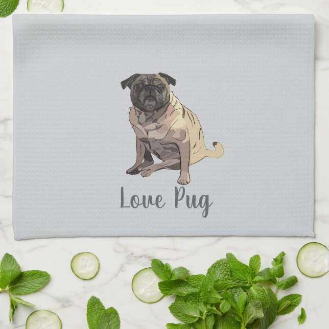 Love Pug Geschirrtuch (Gefaltet)