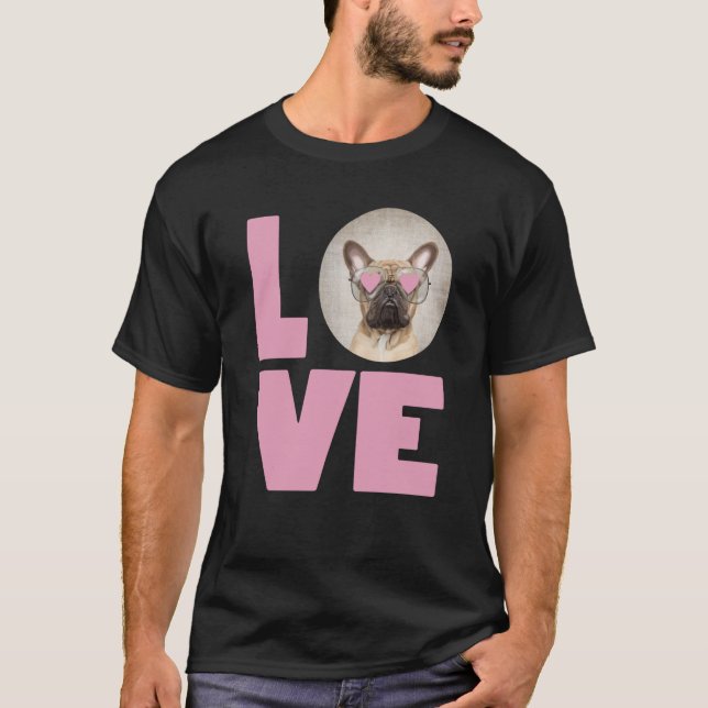 LOVE Pug wearing Heart Glasses Cute Pug Valentines T-Shirt (Vorderseite)