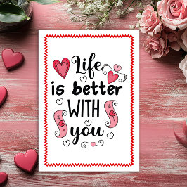 Love Quote Hand Drawn Valentine Card Red Black  Feiertagskarte