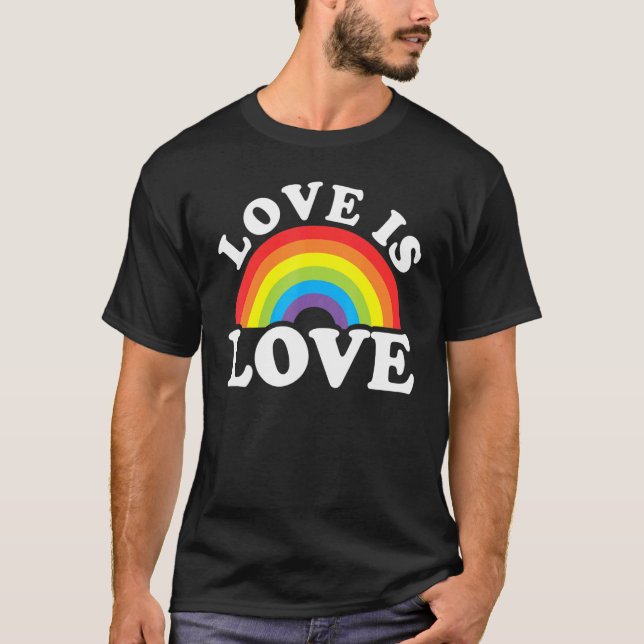 Love Rainbow Ally LGBTQ Lesbian Gay Bisexual Pride T-Shirt (Vorderseite)