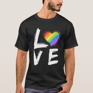 Love Rainbow Heart LGBT Pride Gay Lesbian Geschenk T-Shirt