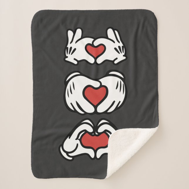 Love Red Heart Mouse Hands Sherpadecke (Vorderseite)