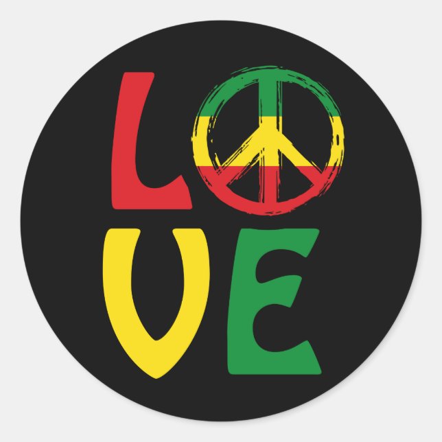 LOVE Reggae with peace symbol Runder Aufkleber (Vorderseite)