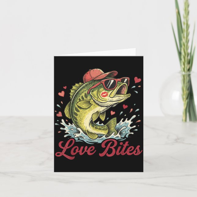 Love Retro Bites Fishing Fisherman Valentines Day  Karte (Vorderseite)