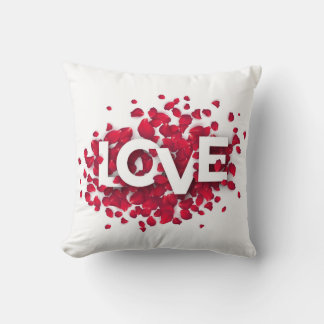 LOVE Rose Petals Typography – Romantic Poster Kissen