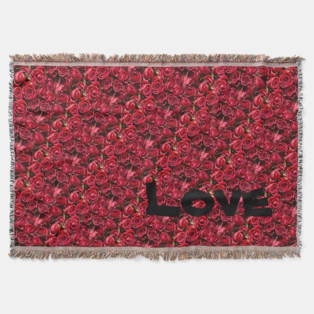 "LOVE" & Rosen Muttertags-Decke Decke (Vorderseite)