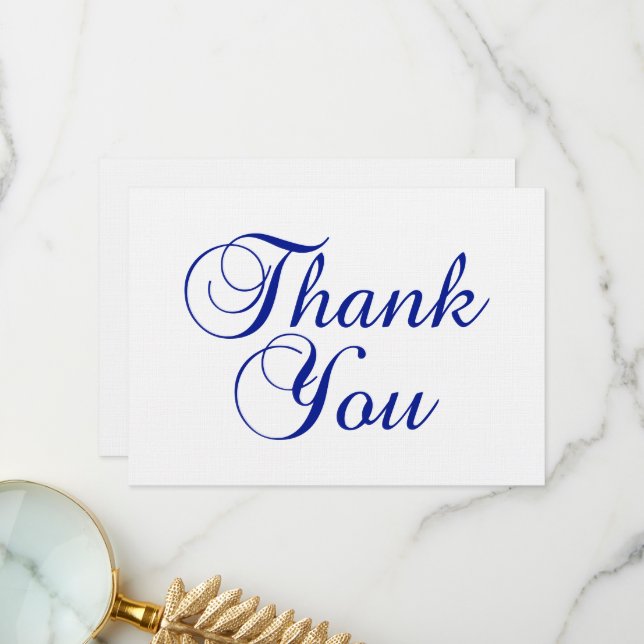 Love Royal Blue Calligraphy Script Dankeskarte (Vorderseite/Rückseite Beispiel)