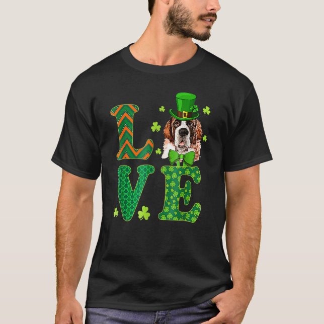 Love Saint Bernard Dog St Patricks Day T-Shirt (Vorderseite)