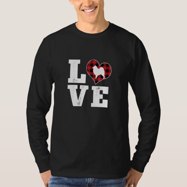 Love Samoyed Dog Lovers Gifts Buffalo Plaid Valent T-Shirt (Vorderseite)